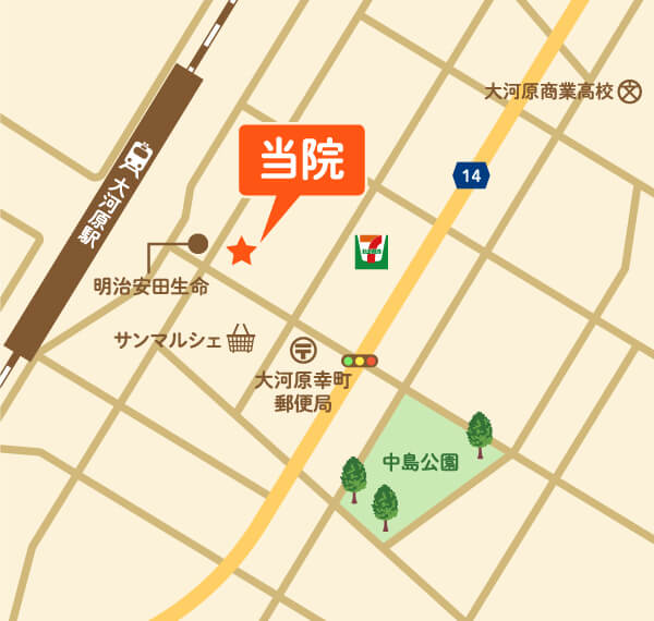 柴田郡・大河原駅で歯医者・後藤歯科医院・アクセスマップ